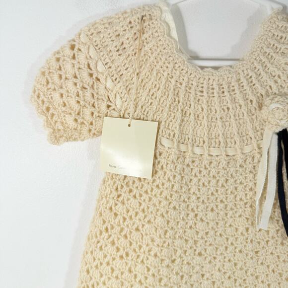 NWT Paula Cahen d' Anvers Cream 100% Merino Wool Knit Sweater Dress Lined Size 4 - Picture 2 of 12